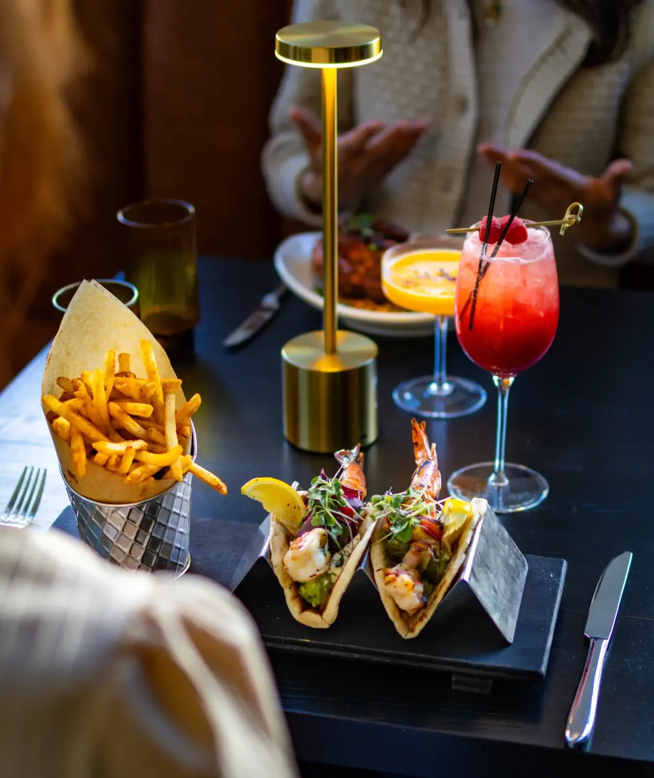 Friends eating and talking 