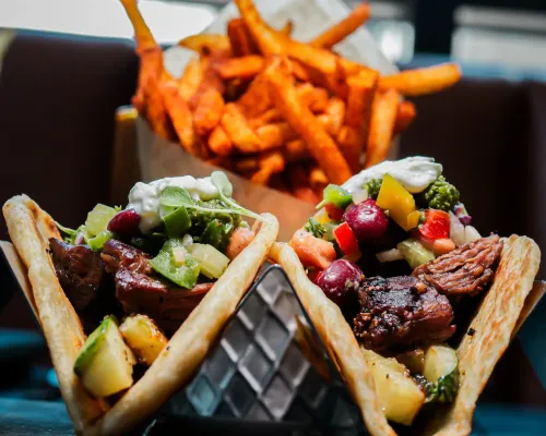 Mini souvlakia with pork